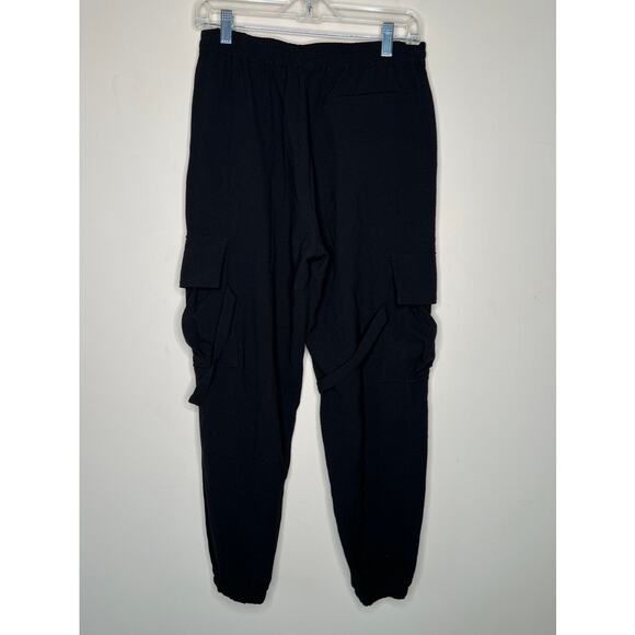 NWOT FOREVER 21 MEN Black Crepe Linen Cargo Jogger Sweatpants SIZE SMALL - Picture 6 of 10